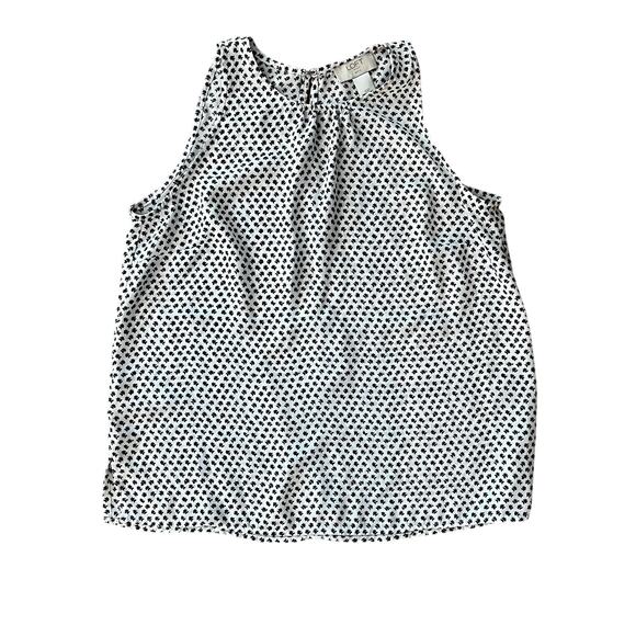 Ann Taylor LOFT Outlet Tops - Ann Taylor LOFT Outlet Black & White Floral Tank Top Pleated Blouse | XS Petite